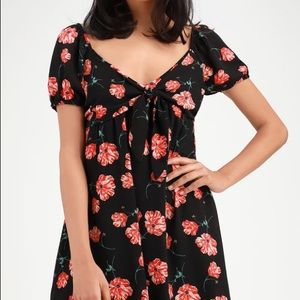 BB Dakota Pretty in Poppies Black Floral Dress